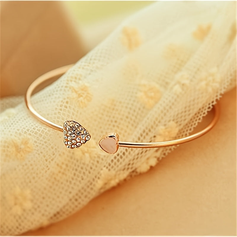 1pc Simple Style Love Heart Open Bangle Bracelet