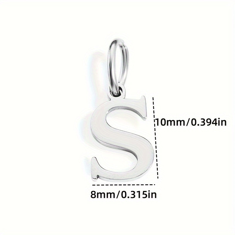 1pc Classic Alphabet Pendant Charm, Stainless Steel, Initial Letter Necklace for Women