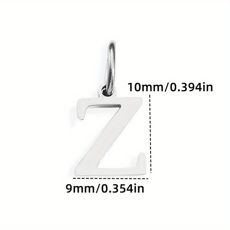 1pc Classic Alphabet Pendant Charm, Stainless Steel, Initial Letter Necklace for Women