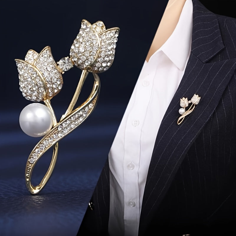 Tulip Pearl Exquisite Design Sense Suit Breast Flower For Women's
