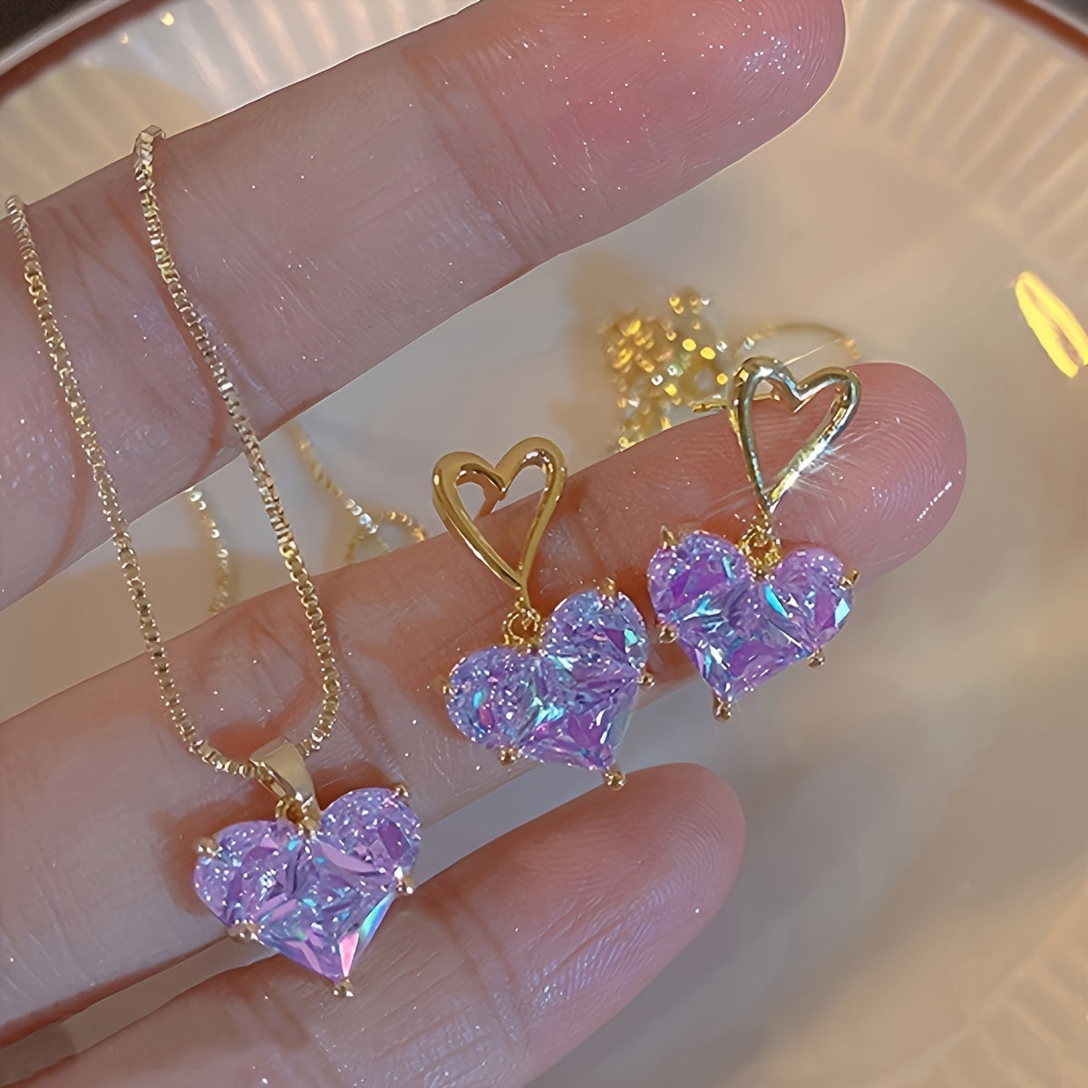 Style Heart Earrings and Necklace Set - Perfect for Everyday Wear and Special Occasions