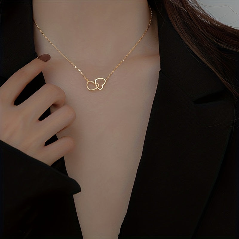 Golden Heart-shaped Necklace For Women