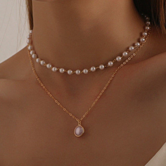 Curb/Pearl Necklace