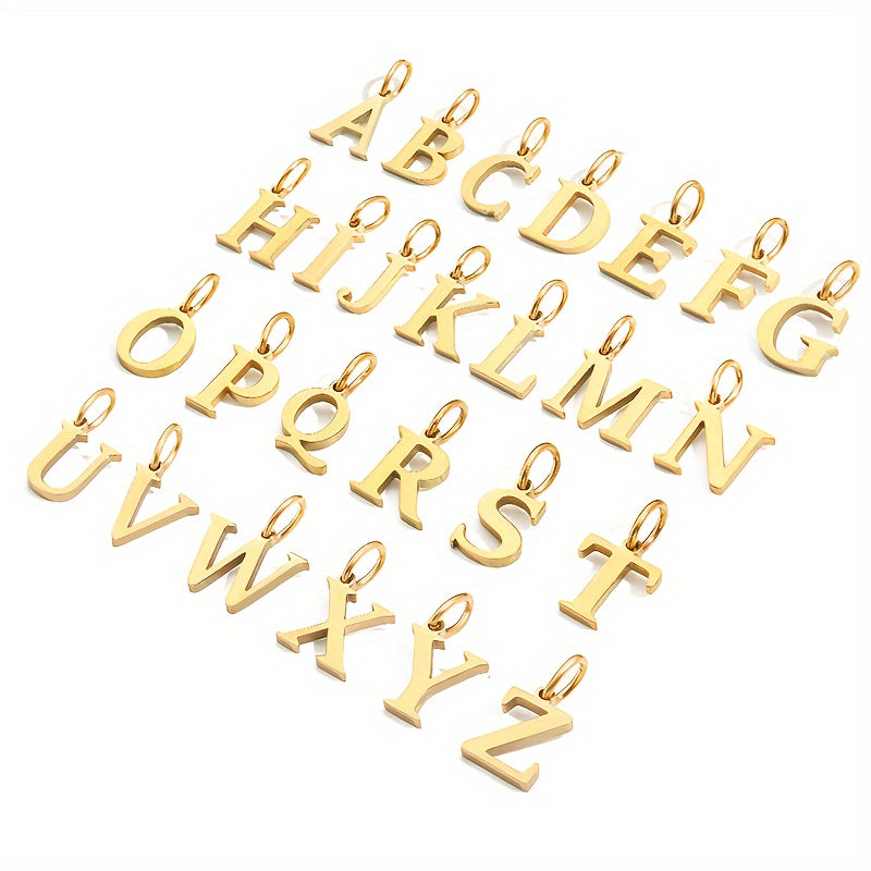 1pc Classic Alphabet Pendant Charm, Stainless Steel, Initial Letter Necklace for Women