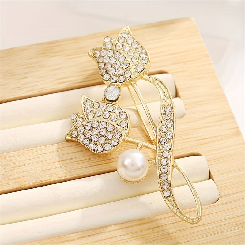 Tulip Pearl Exquisite Design Sense Suit Breast Flower For Women's