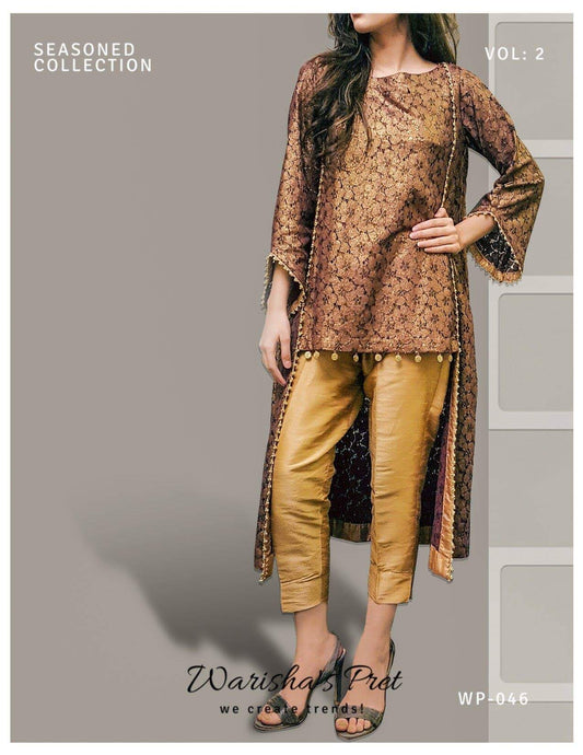 Stylish Net Gown with Jamawar Trouser