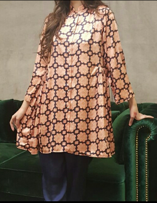 Digital Print Casual Silk Top