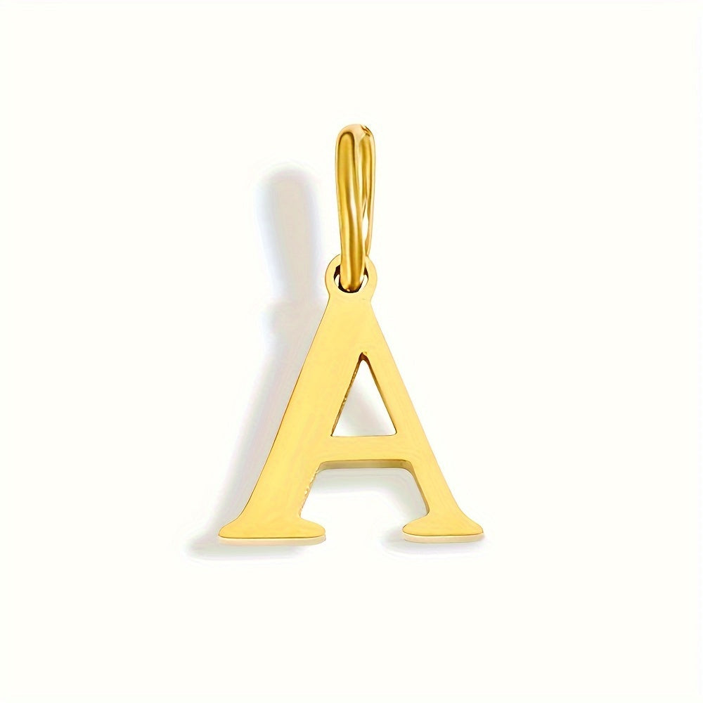 1pc Classic Alphabet Pendant Charm, Stainless Steel, Initial Letter Necklace for Women