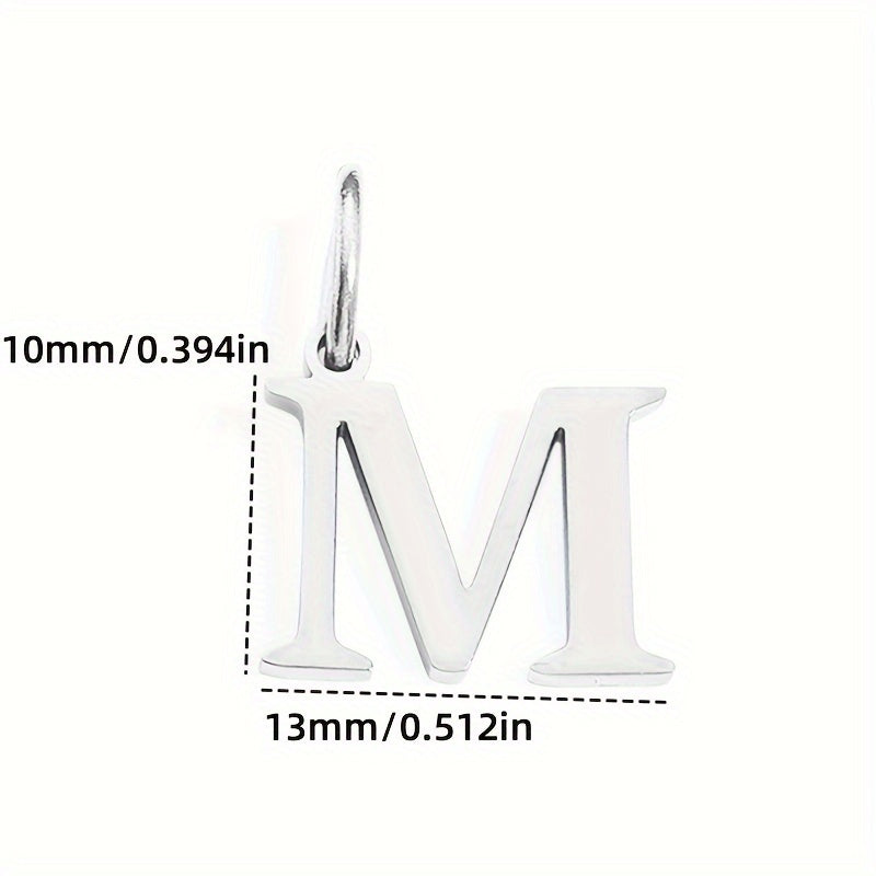 1pc Classic Alphabet Pendant Charm, Stainless Steel, Initial Letter Necklace for Women