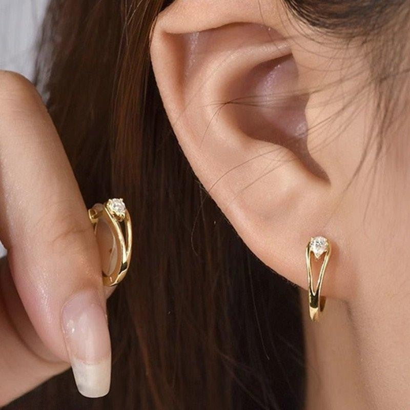 Tear Stone Ear Hoops Pair