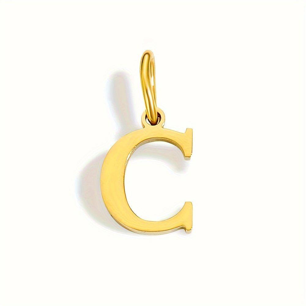 1pc Classic Alphabet Pendant Charm, Stainless Steel, Initial Letter Necklace for Women